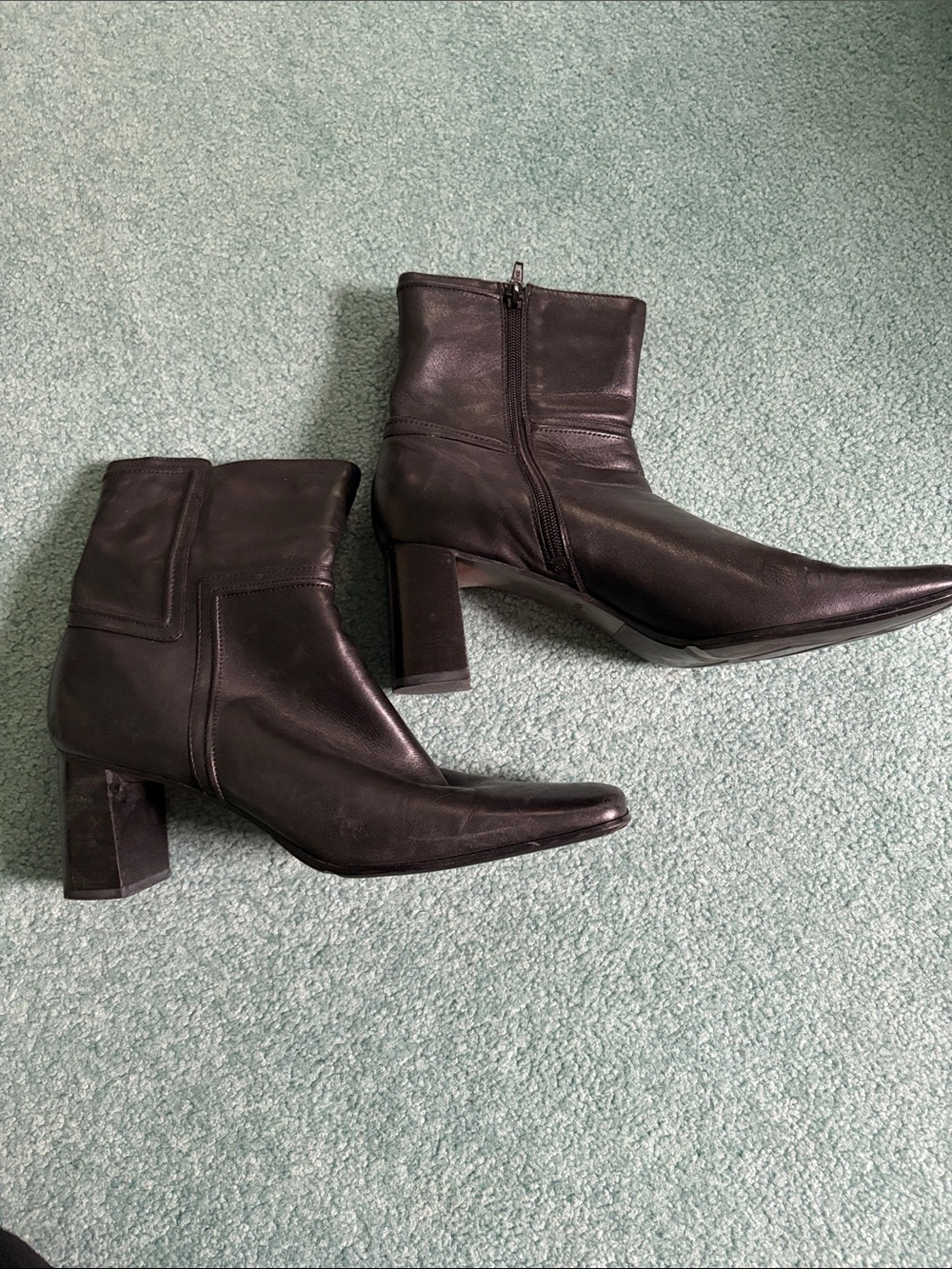 Nine West Women's Black Leather  Heel Ankle Boots